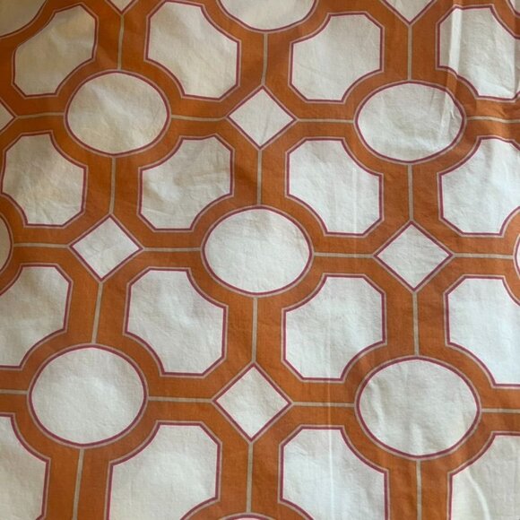 Pottery Barn Nova Geo King Duvet Cover 100% Cotton Orange & White Geometric - Picture 2 of 3